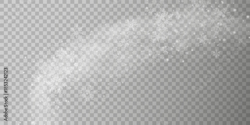 Falling snow on a transparent background. Vector illustration 10 EPS. Abstract snowflake background. Fall of snow.