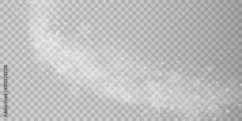 Falling snow on a transparent background. Vector illustration 10 EPS. Abstract snowflake background. Fall of snow.