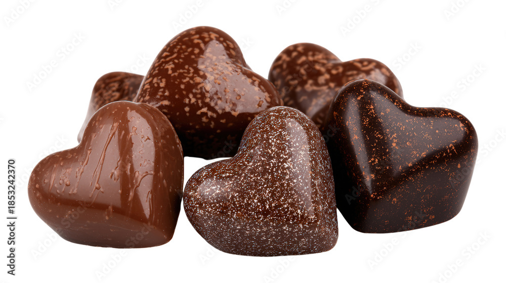 Obraz premium A group of chocolate hearts are piled on top of each other 