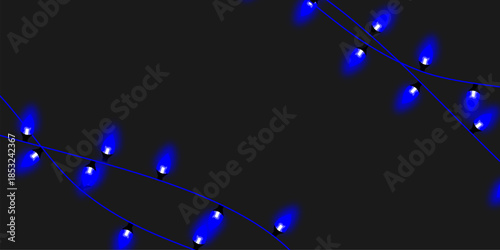 Abstract background featuring glowing blue string lights on a dark, minimalist backdrop, creating a serene and festive ambiance.