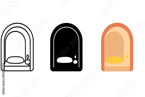 Meditation Pod Styles. Minimalist meditation pod with smooth curved walls and soft interior lighting, first in line style with