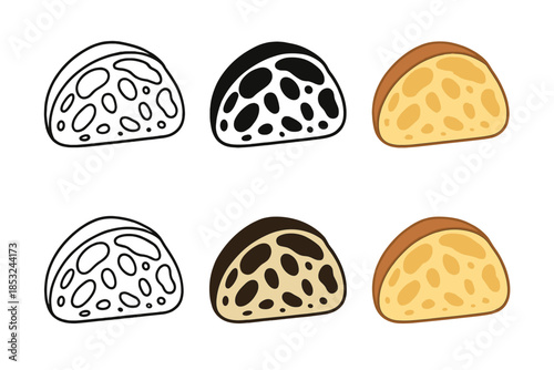 Artistic Bread Slices. Sliced boule revealing irregular crumb chambers and crust contrast, expressing the natural complexity of