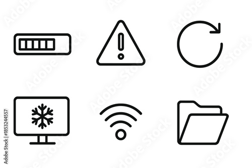 Moodware Line Icons. Line style icons of Moodware Systems: happiness as progress bar full, fear as warning triangle, hope as