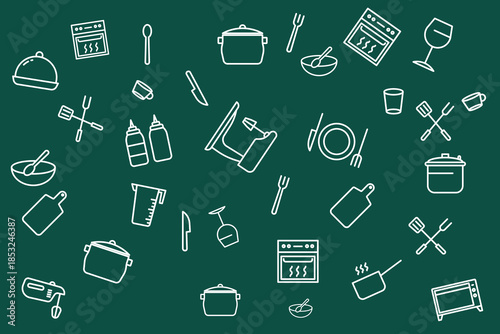 seamless pattern of food and kitchen