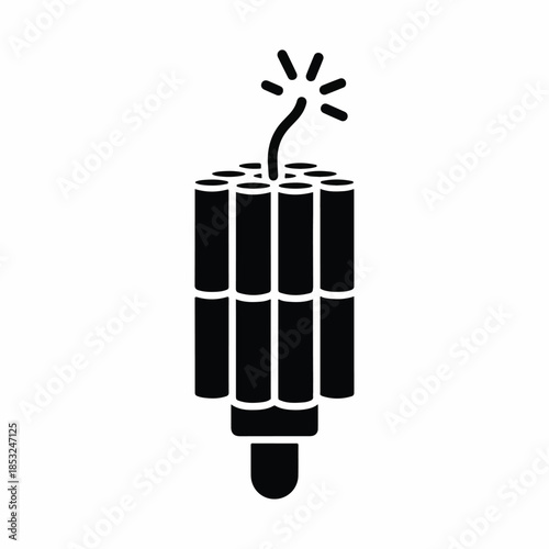 An illustration of a lit dynamite stick with a fuse burning in a vector format