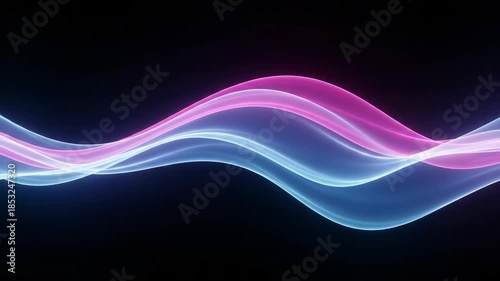 Vibrant wavy lines in neon pink and blue on dark background