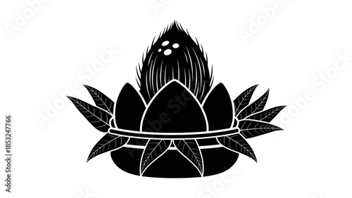 A serene illustration of a lotus flower with leaves and a flame-like center