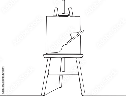 black line art easel with paintbrush clip art preview