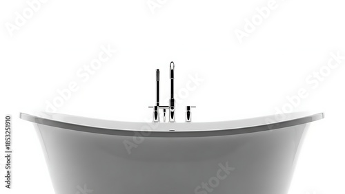 Modern Bathtub with Black Faucet and Handles Design