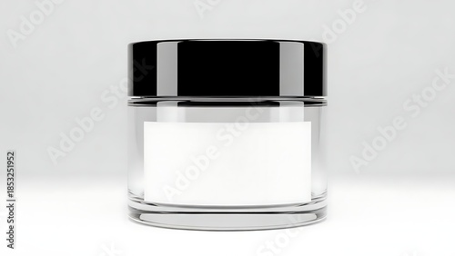 Modern Cosmetic Jar with White Cream on Transparent Background