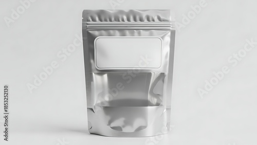 Shiny metallic pouch with clear window for food storage