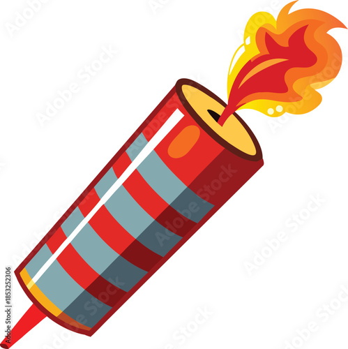 firecracker with burning fuse vector illustration