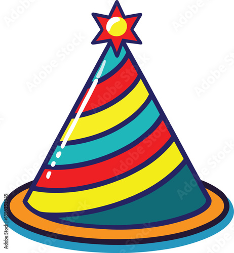 vector art of party hats isolated on white background