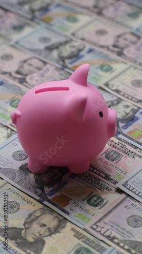 A piggy bank as a concept for storing, accumulating, and saving financial resources. A piggy bank as a financial backdrop for your design