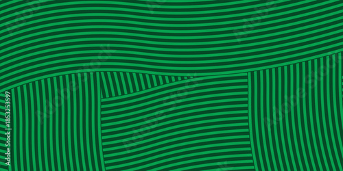 Farm green banner, organic abstract background with fields. Wavy green stripes, natural organic products. Ecological background. Striped farmer green pattern. Vector