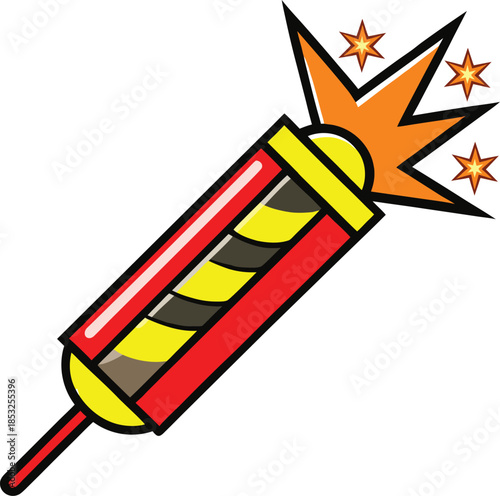illustration of a firecracker with a fire