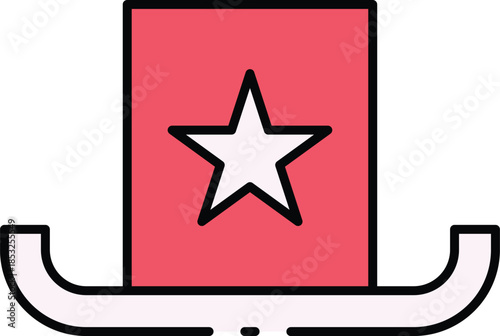 Stylized graphic illustration of a patriotic hat featuring a white star on a bold red background, symbolizing national spirit and democratic ideals