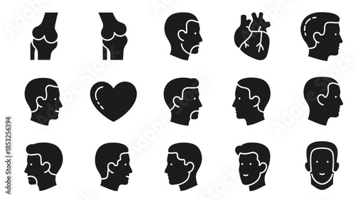 Medical icons human anatomy silhouettes for healthcare and educational use