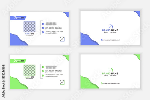 Professional vector business card template with placeholder and qr code.