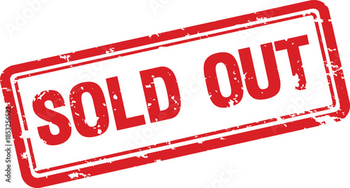 Red Sold Out Rubber Stamp Label Isolated on White