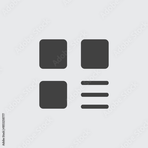 Minimalist menu structure Icon with Squares and Lines