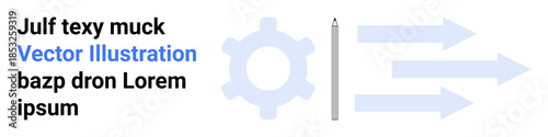 Workflow design, process visualization, system development, productivity tools, teamwork enhancement, technical planning. Gear symbol with arrows and text blocks. Workflow and process visualization