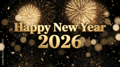 golden happy new year 2026 fireworks background wallpaper new year celebration
