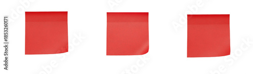 Red Reminder Note Paper isolated on white background, Blank mockup, Sticky Notes PNG