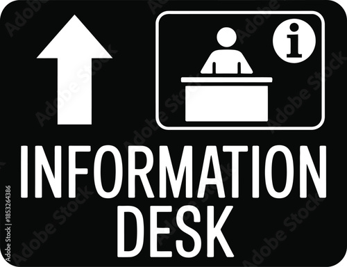 Information Desk Service Person Minimalist Black Icon with Arrow