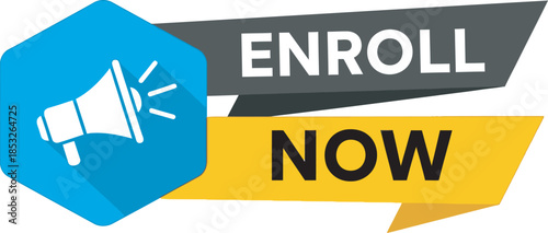 Enrollment call‑to‑action badge in flat vector style icon isolate vector art, editable stroke 2