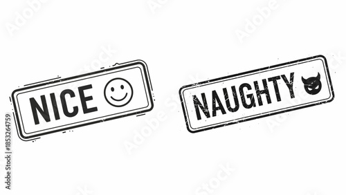 A playful contrast nice and naughty labels with corresponding facial expressions
