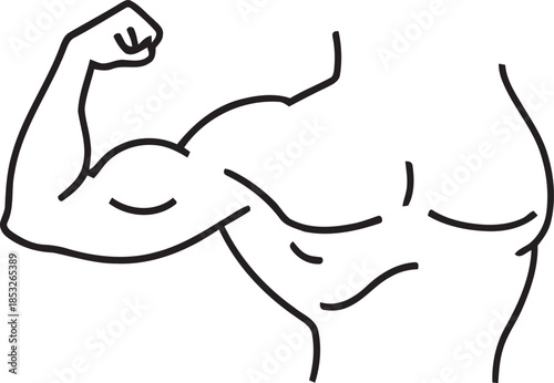 Strong arm , muscle icon isolate vector art, editable stroke 