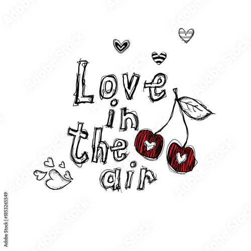 Love in the air with cherries and hearts design for celebration and joy
