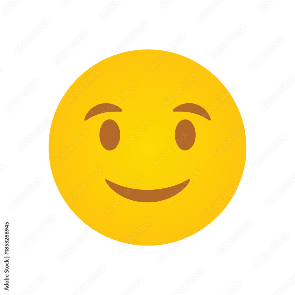 Fototapeta premium Smiling yellow emoji with raised eyebrows and winking face
