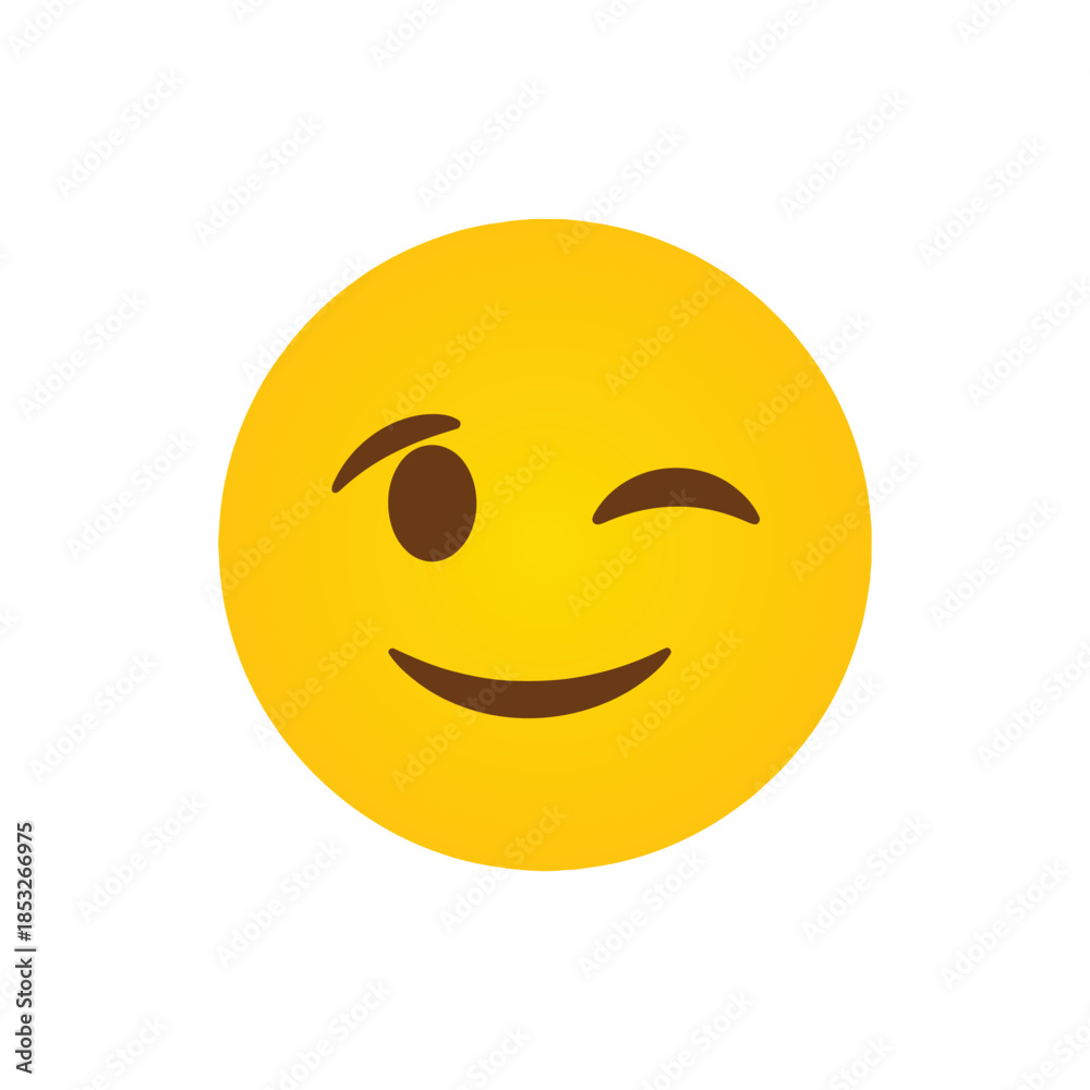 Fototapeta premium Winking smiling face emoji with raised eyebrow