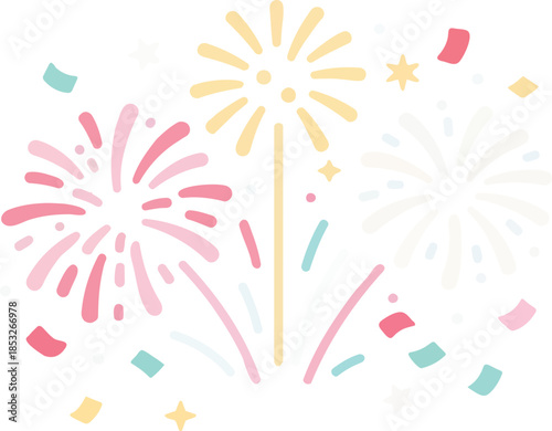 컬러플 이벤트 축하 폭죽 일러스트