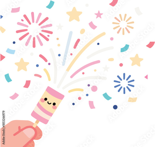 컬러플 이벤트 축하 폭죽 일러스트