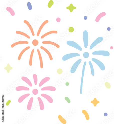 Colorful and cute celebration fireworks illustration
