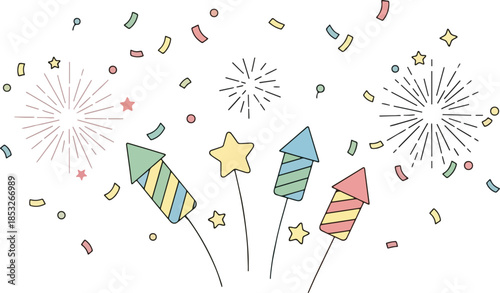 컬러플 이벤트 축하 폭죽 일러스트