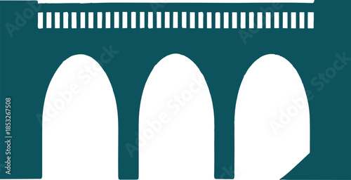 Classic roman aqueduct isolated on white background