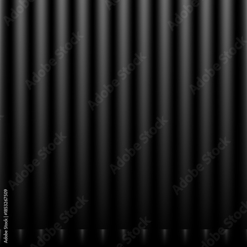 Abstract black and white striped background featuring a dark textured pattern with elegant light lines on a vintage velvet fabric material for a theater stage backdrop design illustration