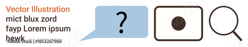 QA sessions, learning tools, investigation, online search, audio recording, exploration. A speech bubble contains a question mark, a record button and a magnifying glass. QA sessions and learning