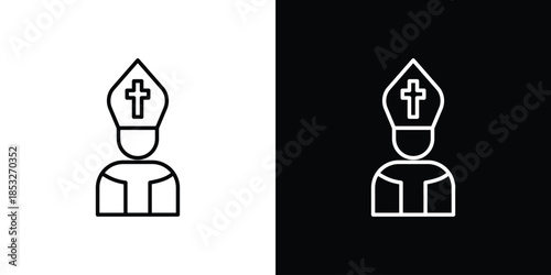 Pope icons for UI elements. High-quality vector illustration.