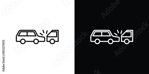Rear end collision icons for UI elements. High-quality vector illustration.