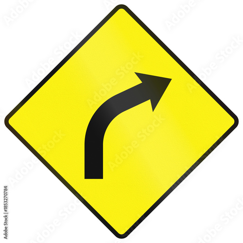 Warning road sign used in Ireland - Sharp bend to the right
