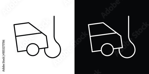 Towed car icons for UI elements. High-quality vector illustration.