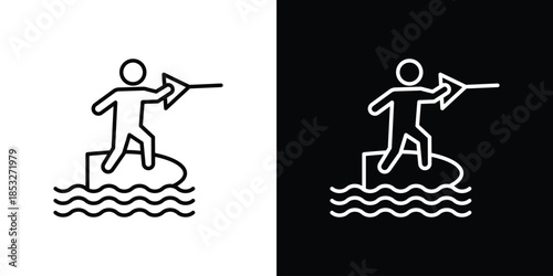 Wakeboarding icons for UI elements. High-quality vector illustration.
