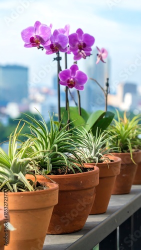 Balcony plants with orchids