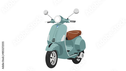 Mint Green Classic Scooter With Brown Seat For Urban Commute