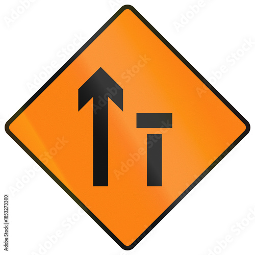 Free Download Temporary warning road sign used in Ireland - Right-hand lane of two closed - GFXLoad